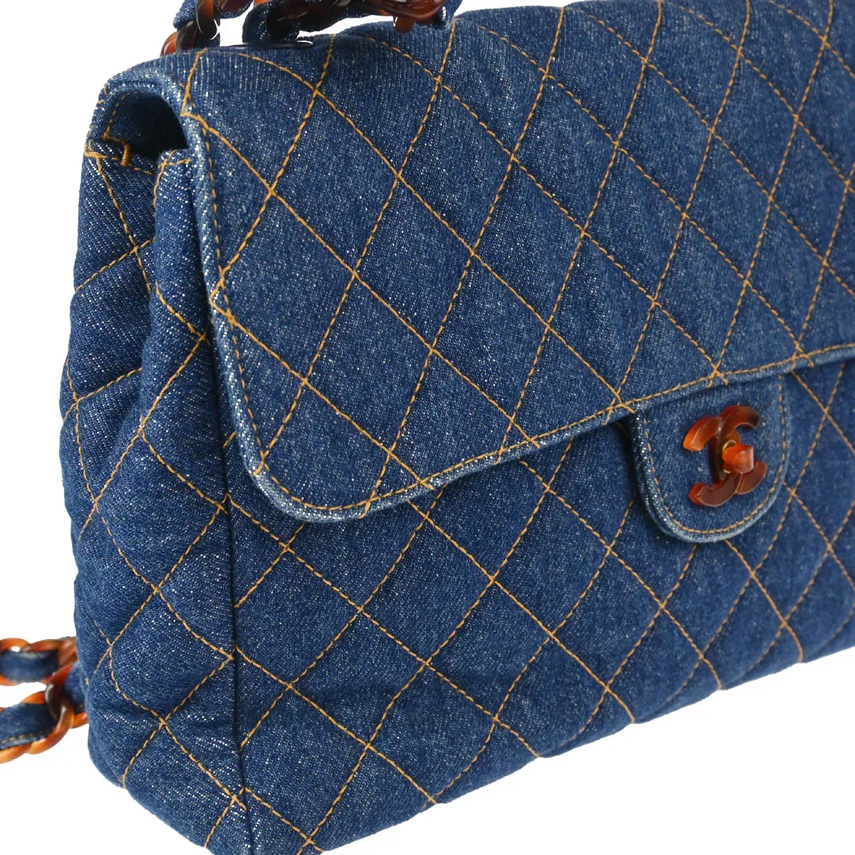 Chanel * 1996-1997 Blue Denim Chain Shoulder Bag - Image 3
