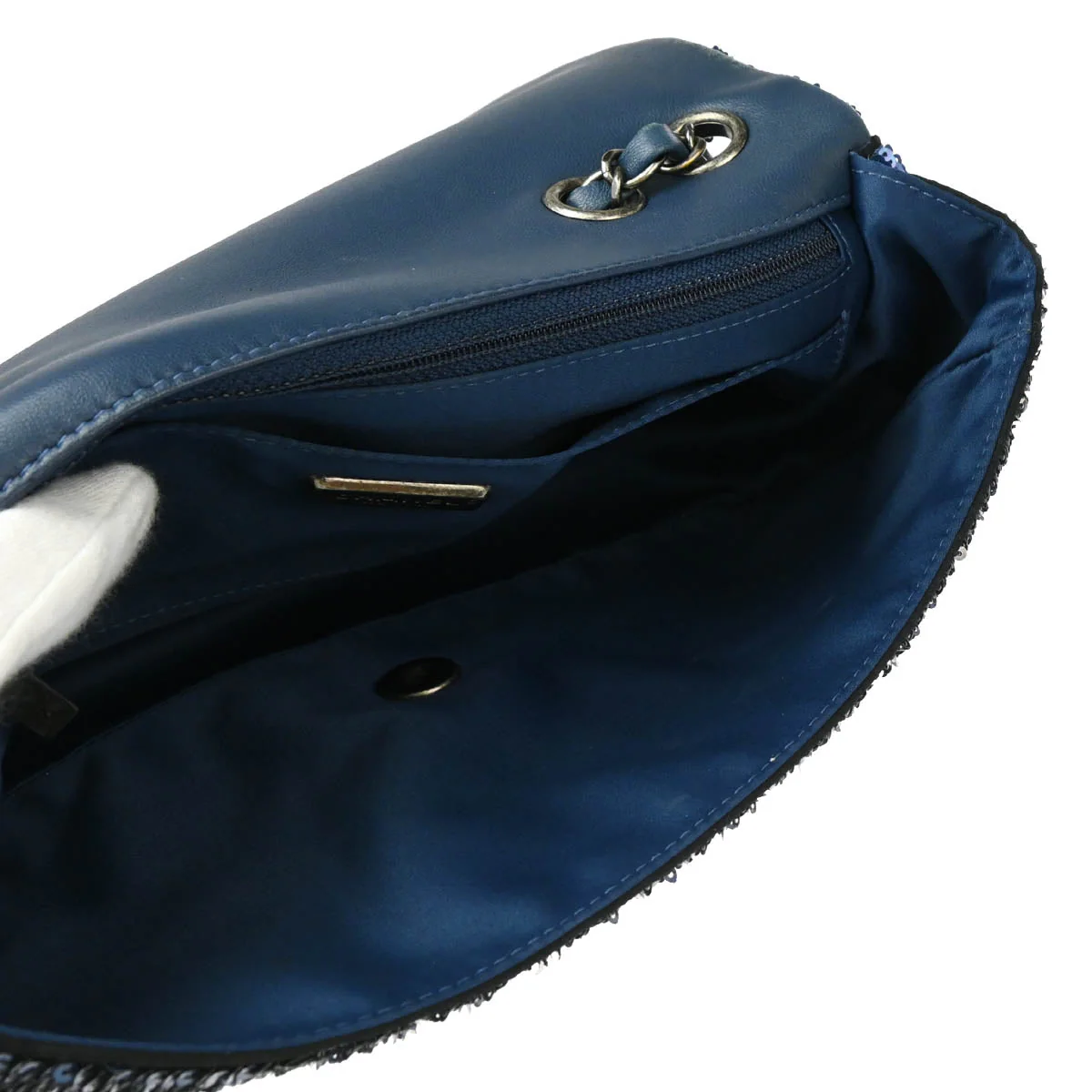 Chanel 2017 Blue Sequins Coco Cuba Flap Double Chain Shoulder Bag - Image 4