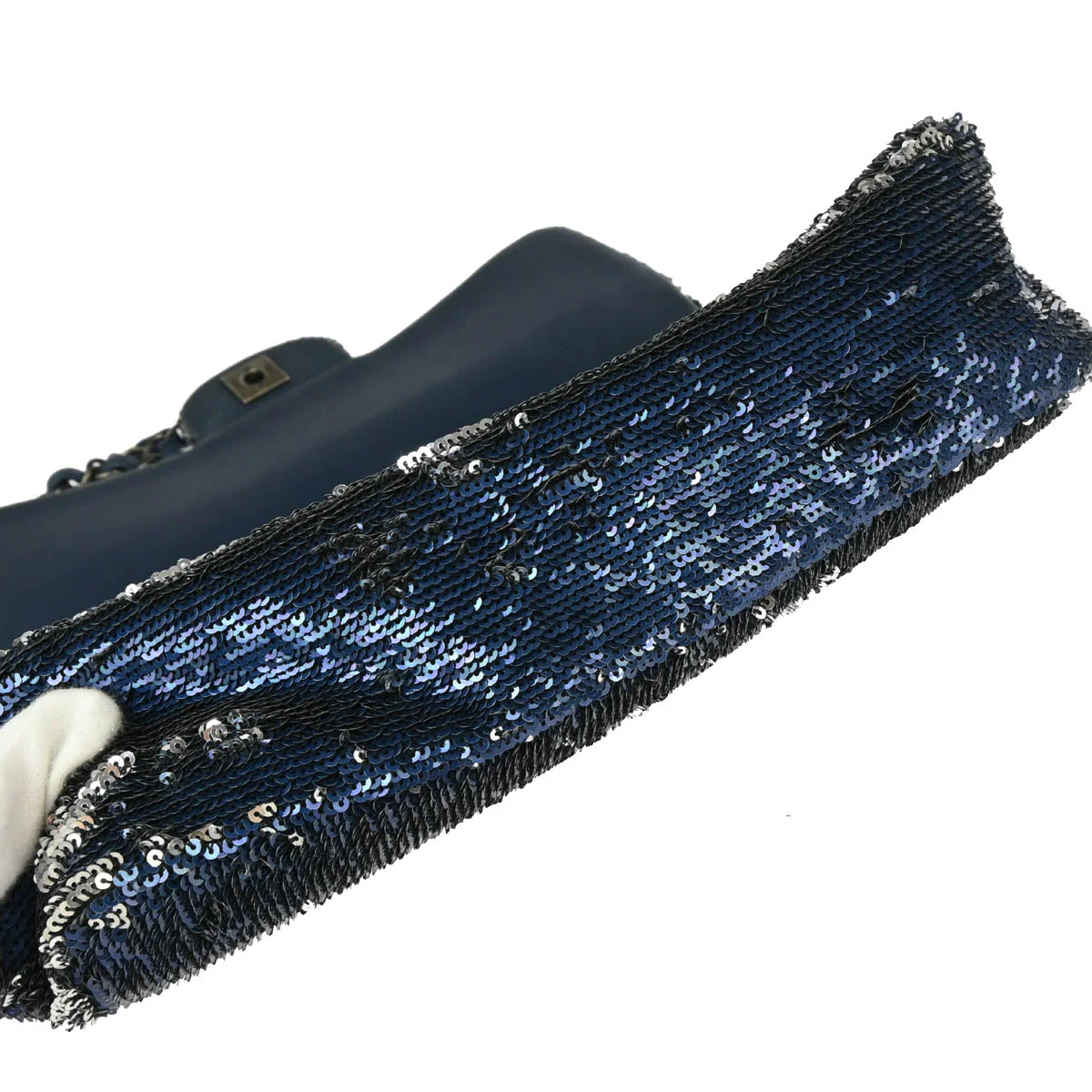 Chanel 2017 Blue Sequins Coco Cuba Flap Double Chain Shoulder Bag - Image 5