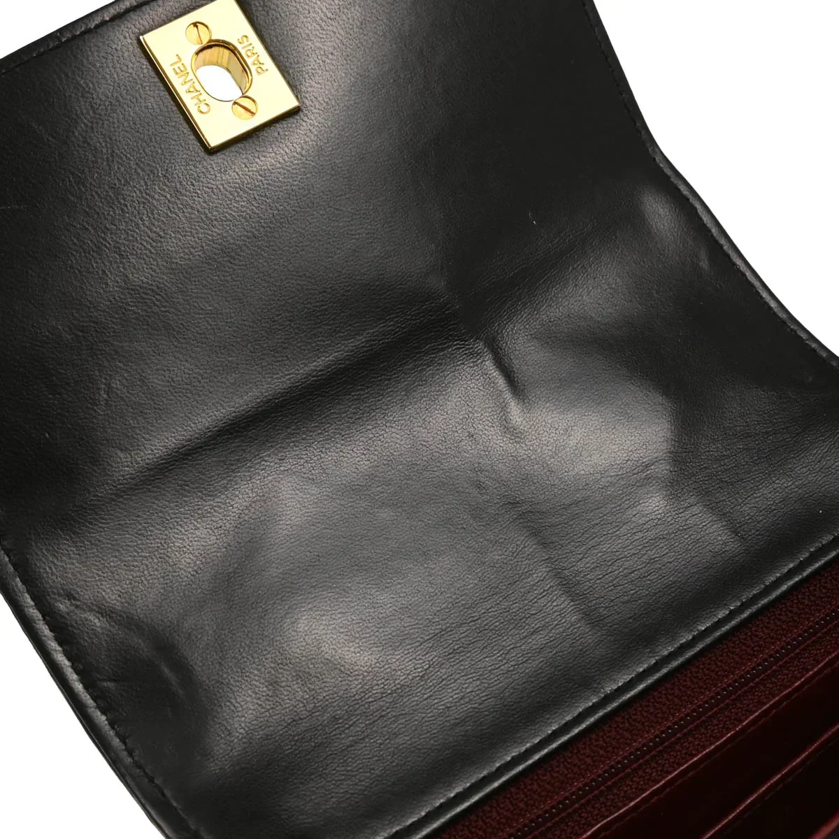 Chanel 1994-1996 Black Lambskin Flap Shoulder Bag - Image 7