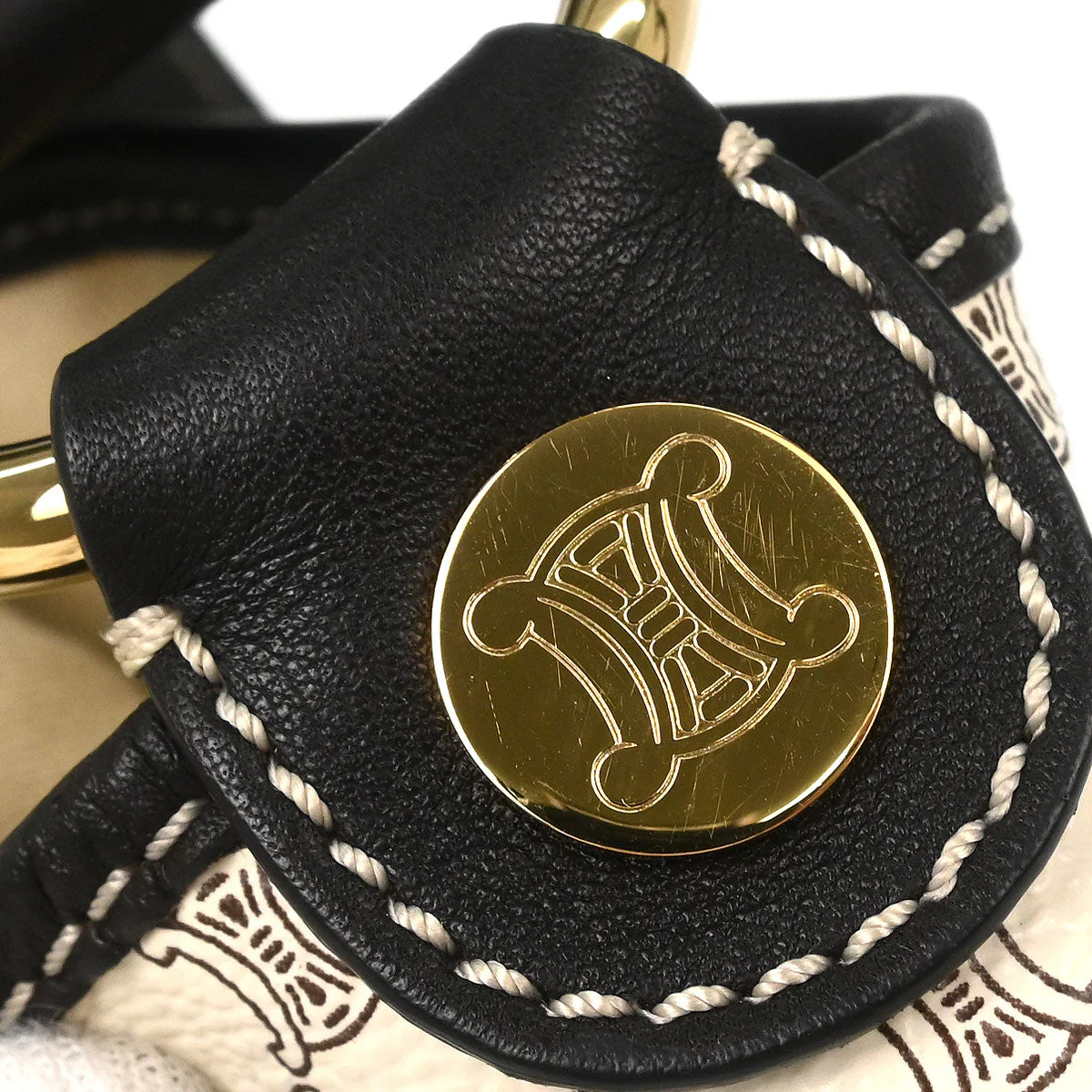 Celine White Brown Macadam Shoulder Bag - Image 5
