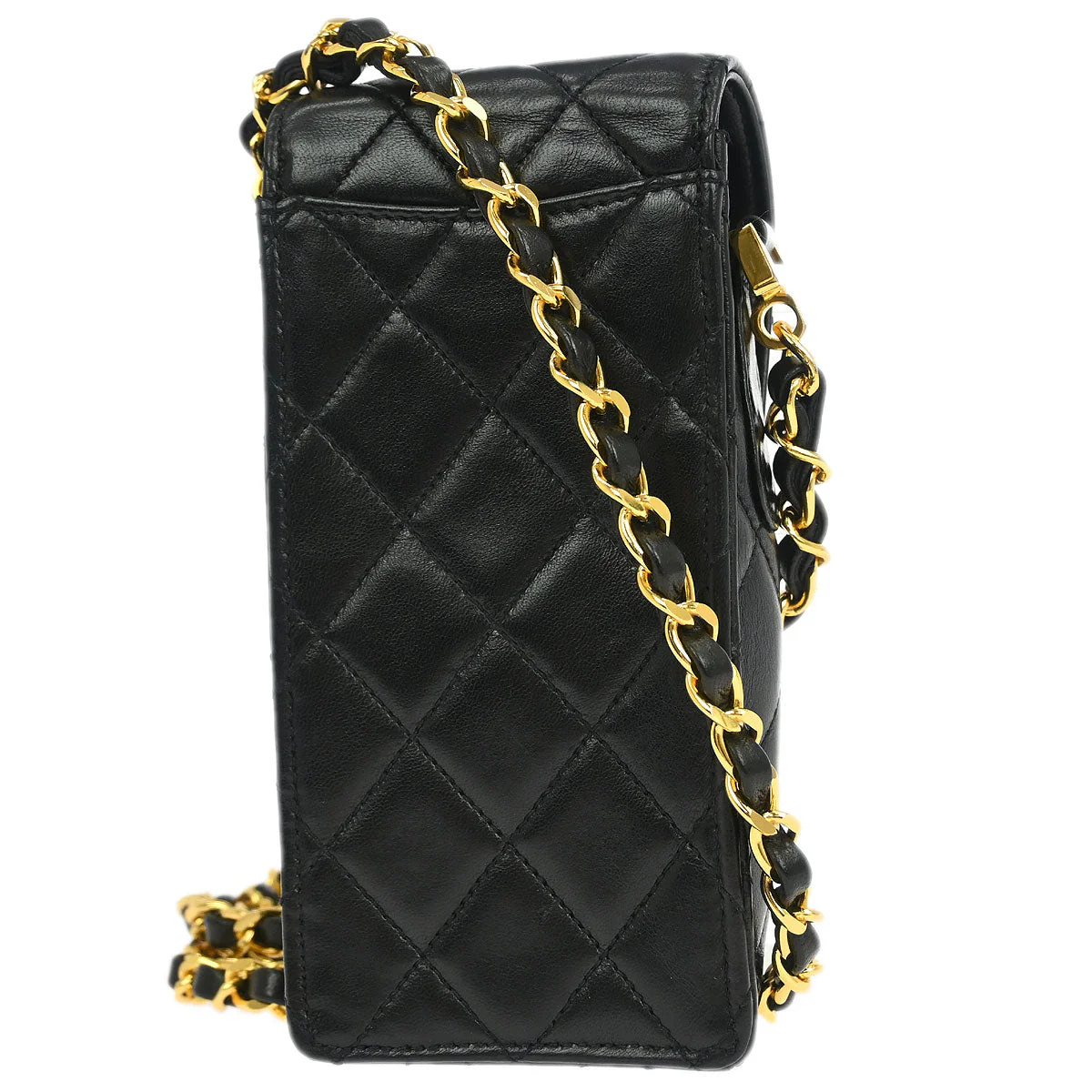 Chanel 1994-1996 Black Lambskin Chain Shoulder Bag Pochette Case - Image 2
