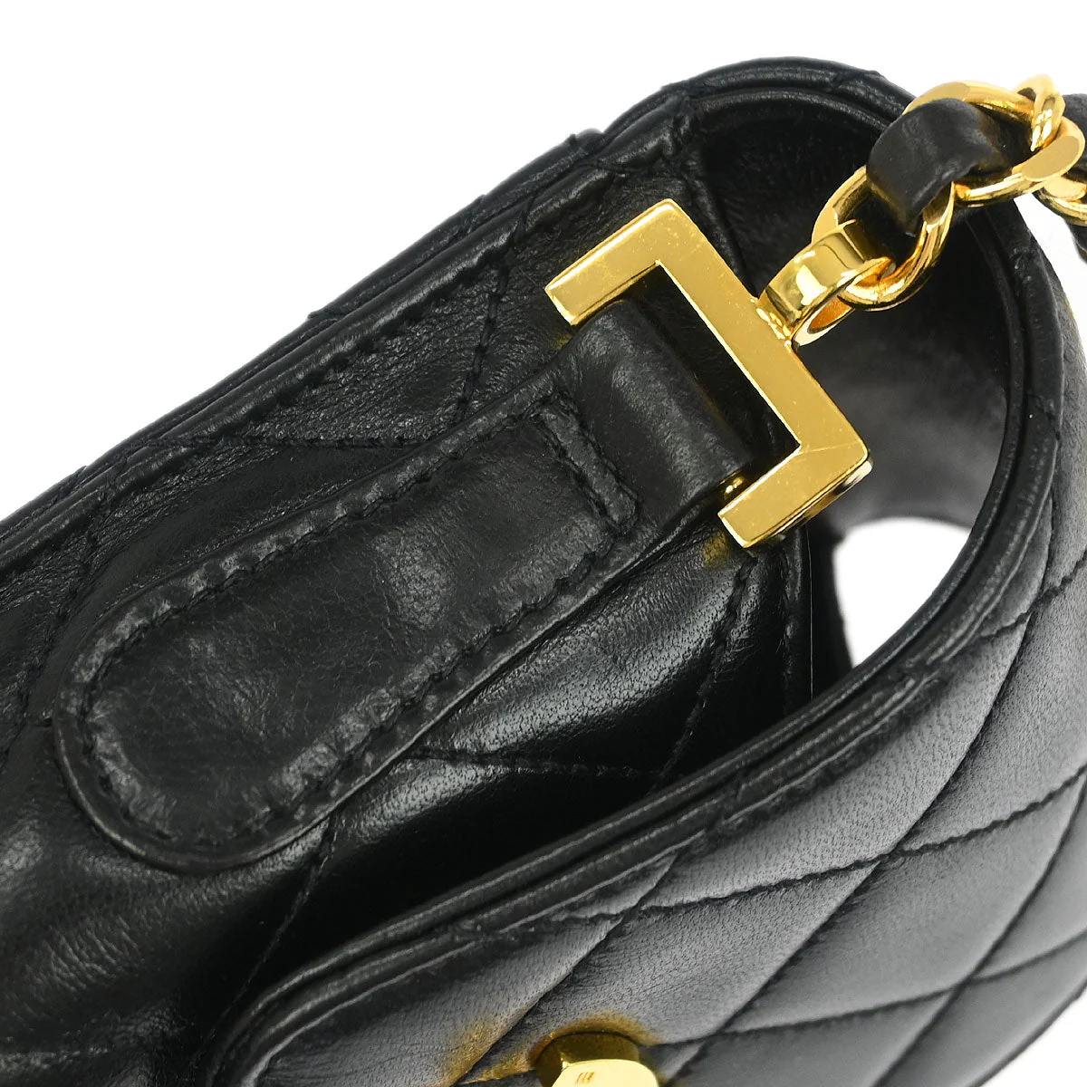 Chanel 1994-1996 Black Lambskin Chain Shoulder Bag Pochette Case - Image 5