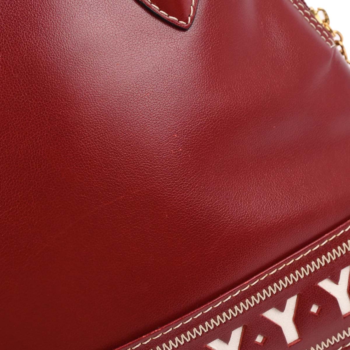 Yves Saint Laurent Red Leather Y Cut Out Handbag - Image 3
