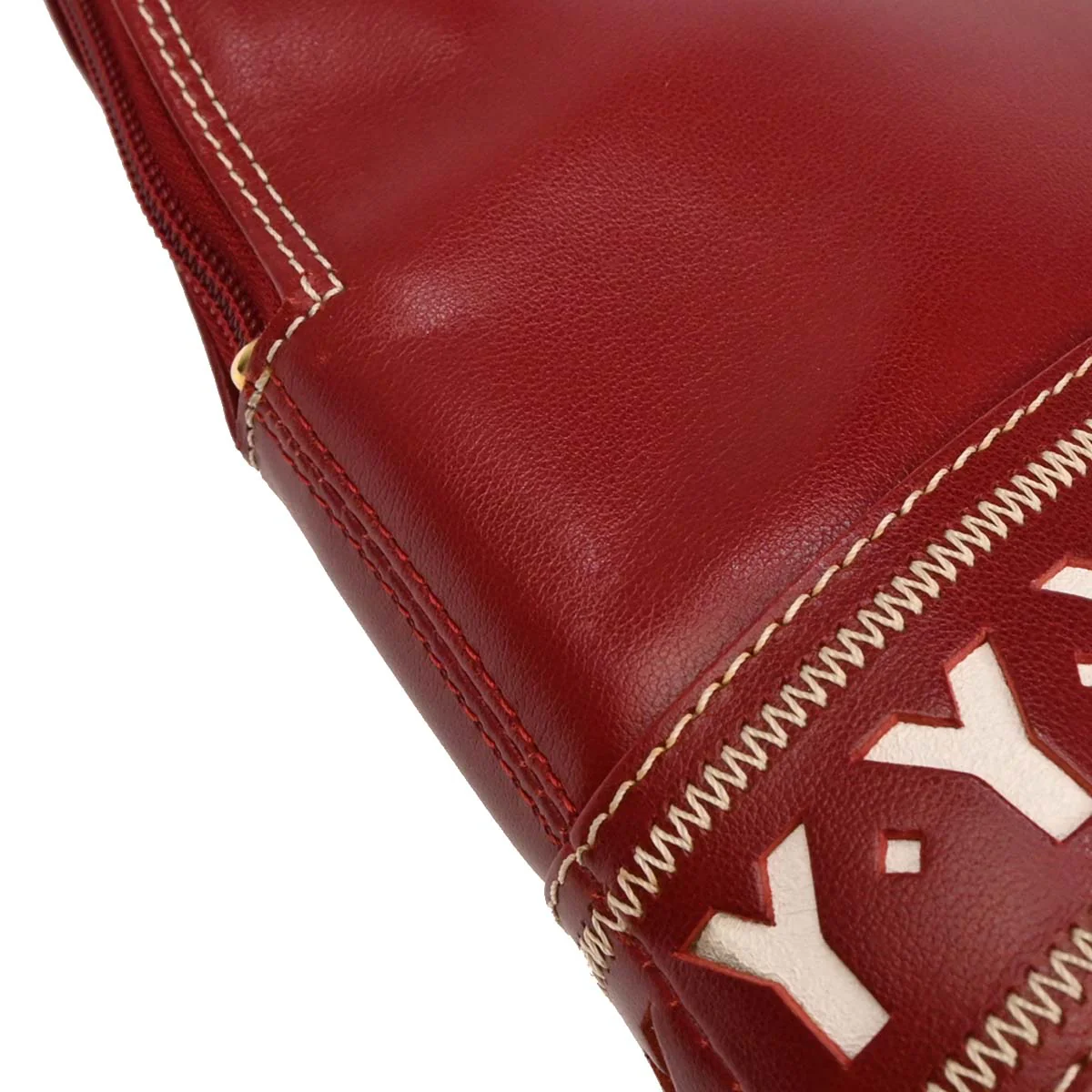 Yves Saint Laurent Red Leather Y Cut Out Handbag - Image 4
