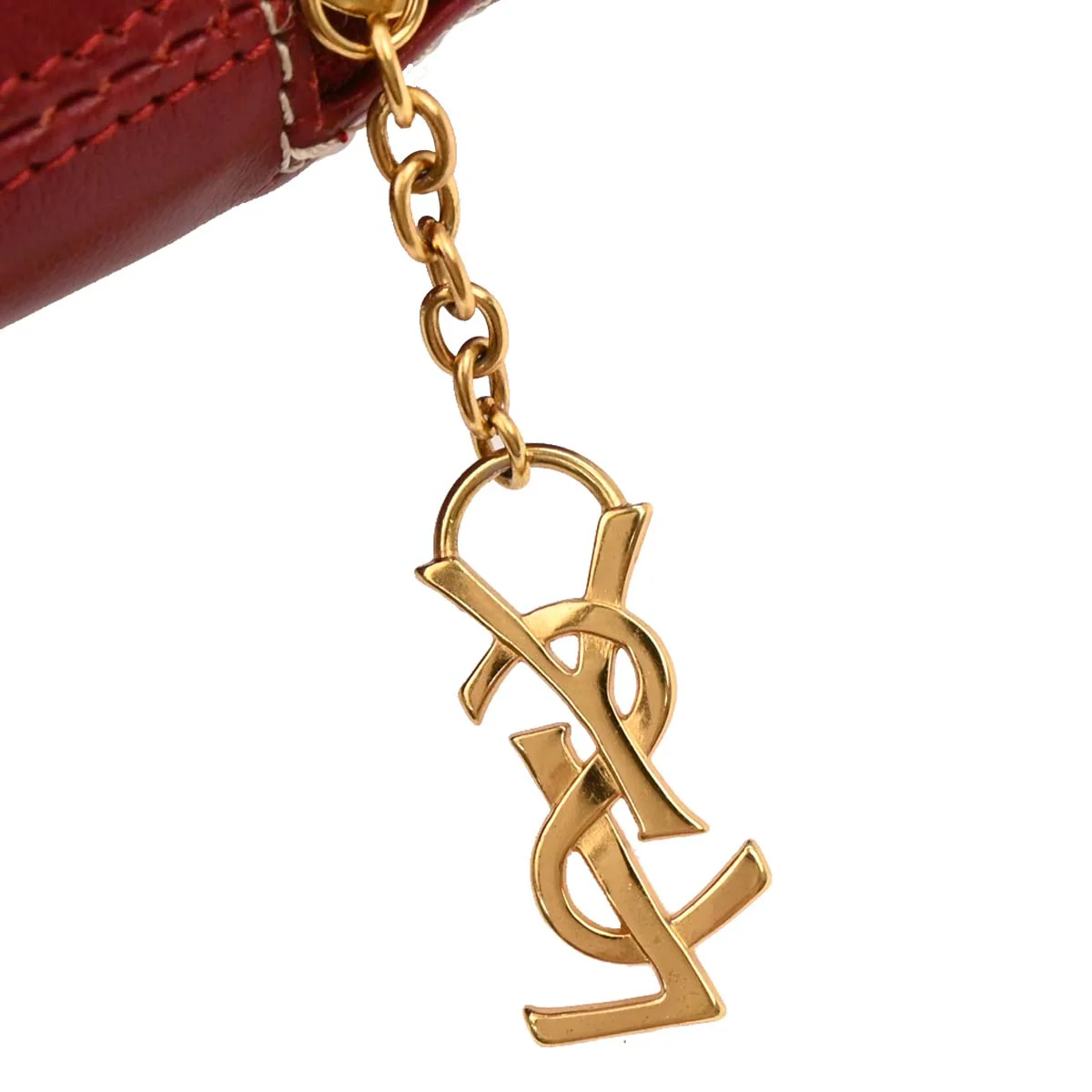 Yves Saint Laurent Red Leather Y Cut Out Handbag - Image 6