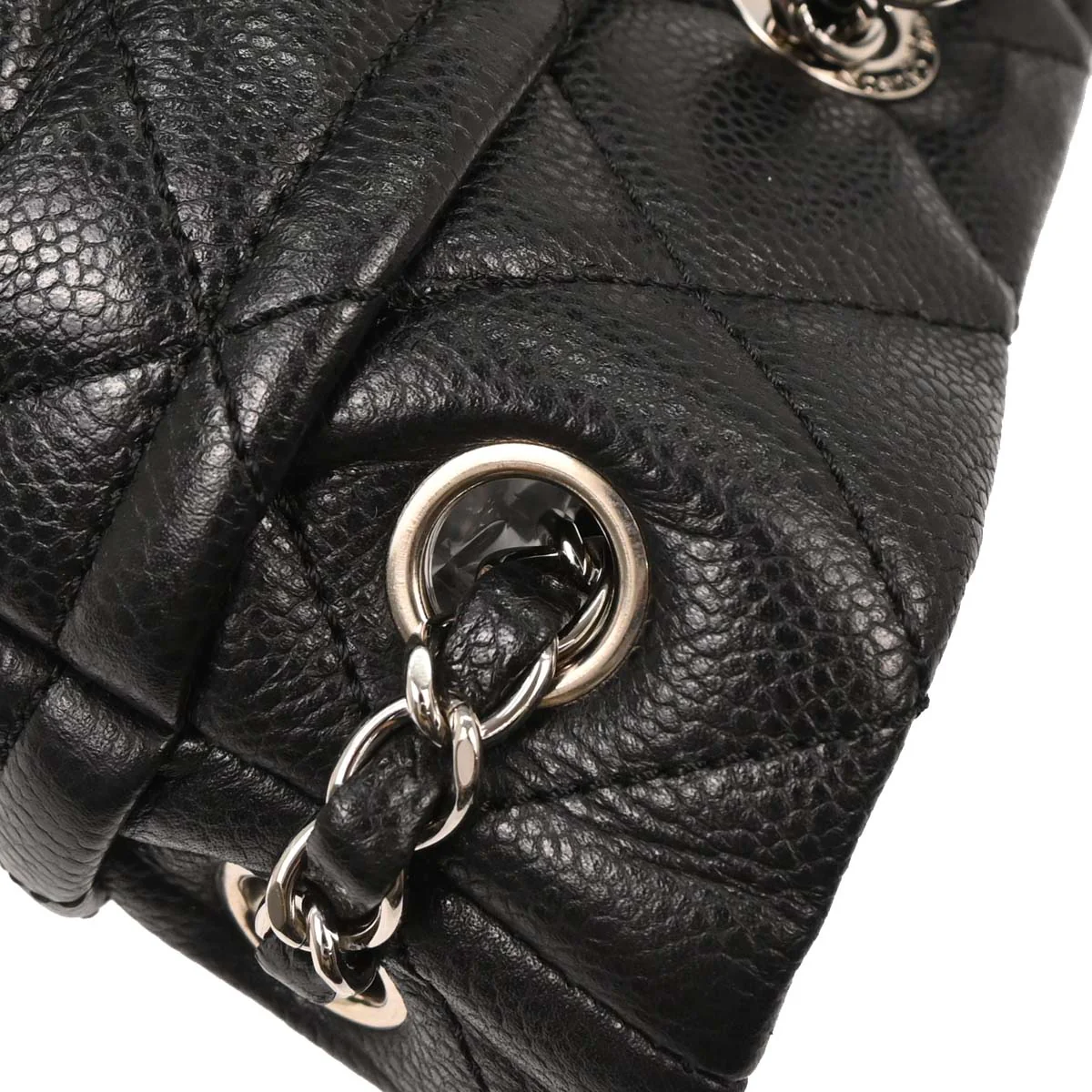 Chanel 2012-2013 Black Caviar Tote Chain Handbag - Image 6