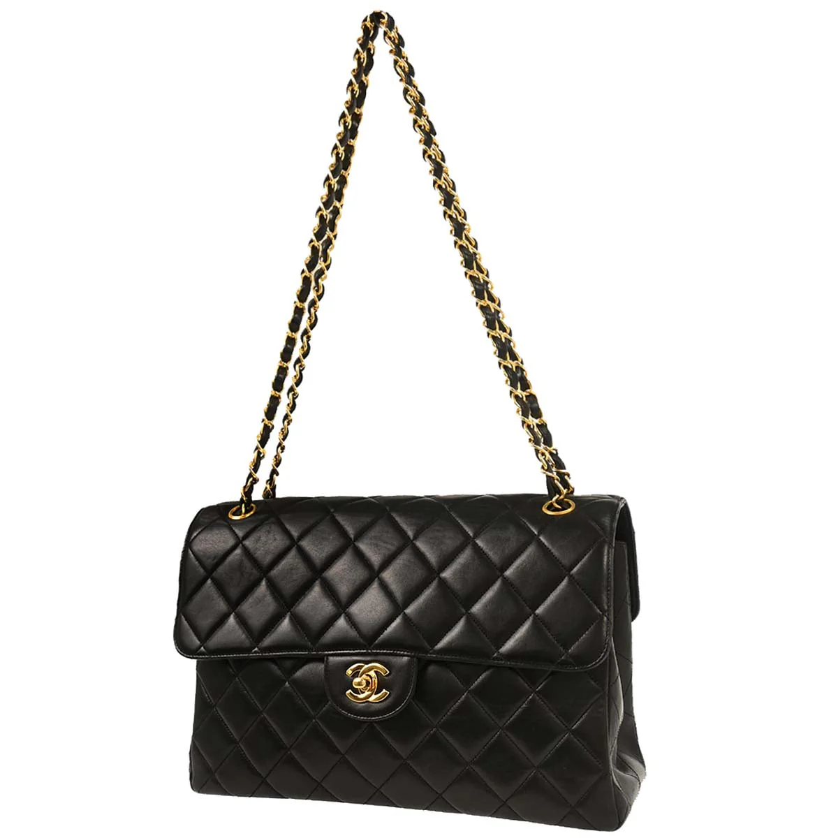 Chanel 1996-1997 Black Lambskin Double Sided Flap Shoulder Bag - Image 2