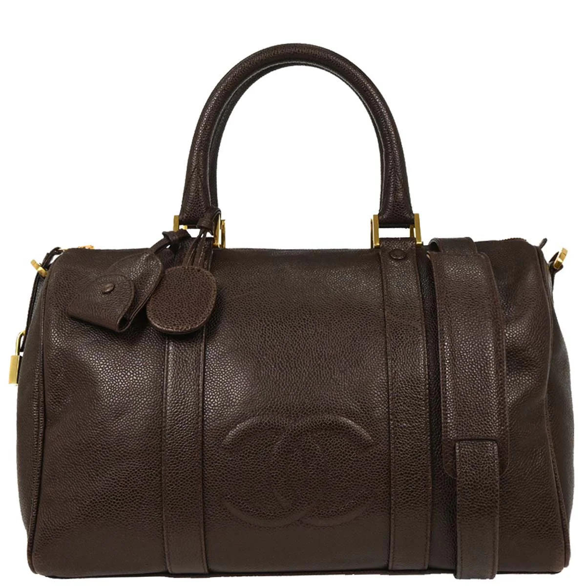 Chanel 1994-1996 Brown Caviar 2way Shoulder Handbag