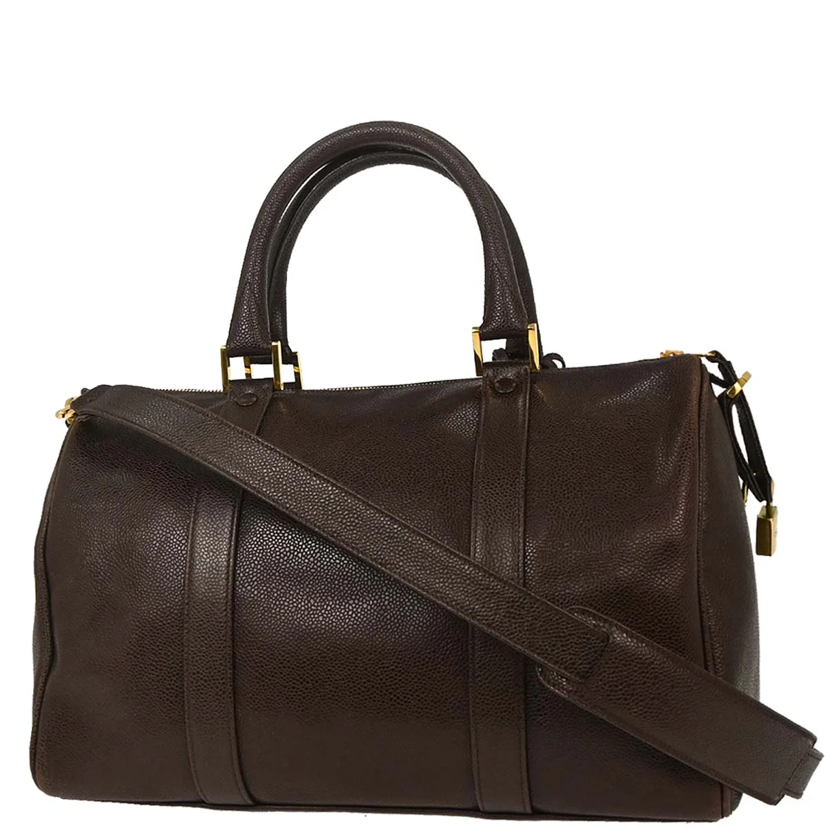 Chanel 1994-1996 Brown Caviar 2way Shoulder Handbag - Image 2