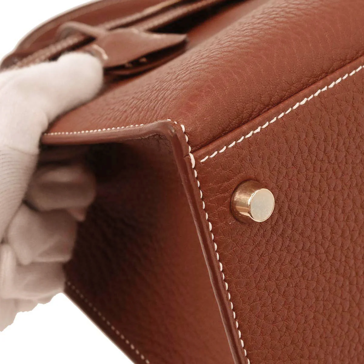 Hermes Brique Togo Kelly 32 Sellier Handbag - Image 5