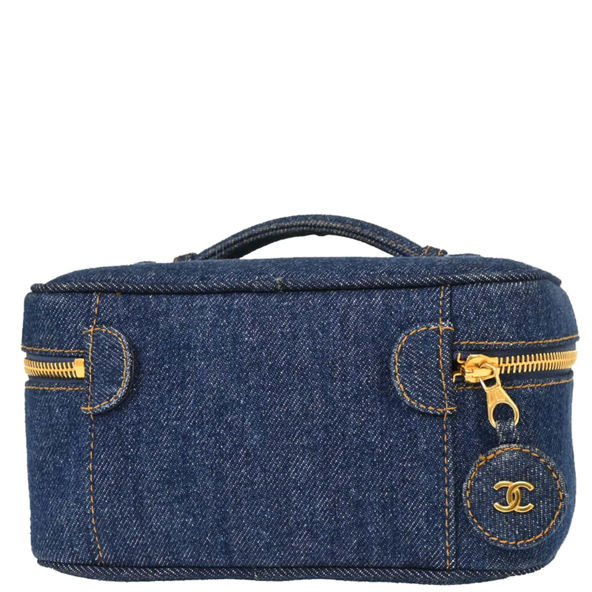 Chanel Blue Denim Vanity Handbag - Image 2