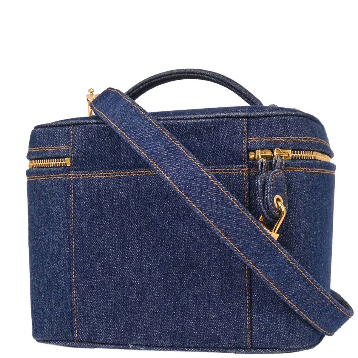 Chanel 1996-1997 Blue Denim Vanity 2way Shoulder Handbag - Image 2
