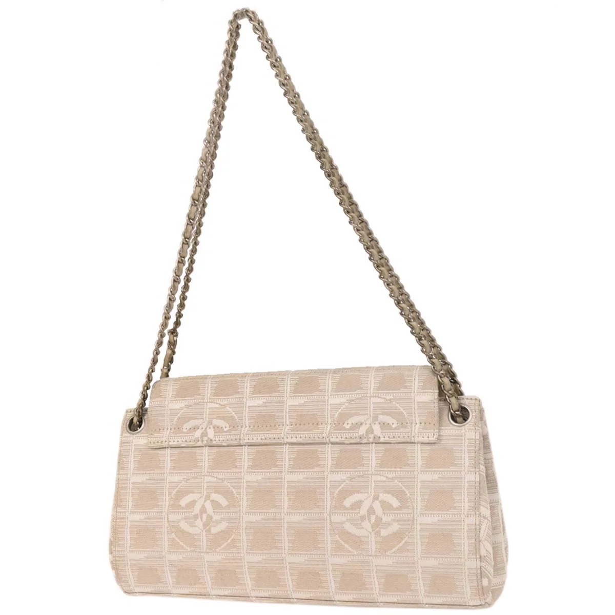 Chanel 2002-2003 White Jacquard Nylon New Travel Line Shoulder Bag - Image 2