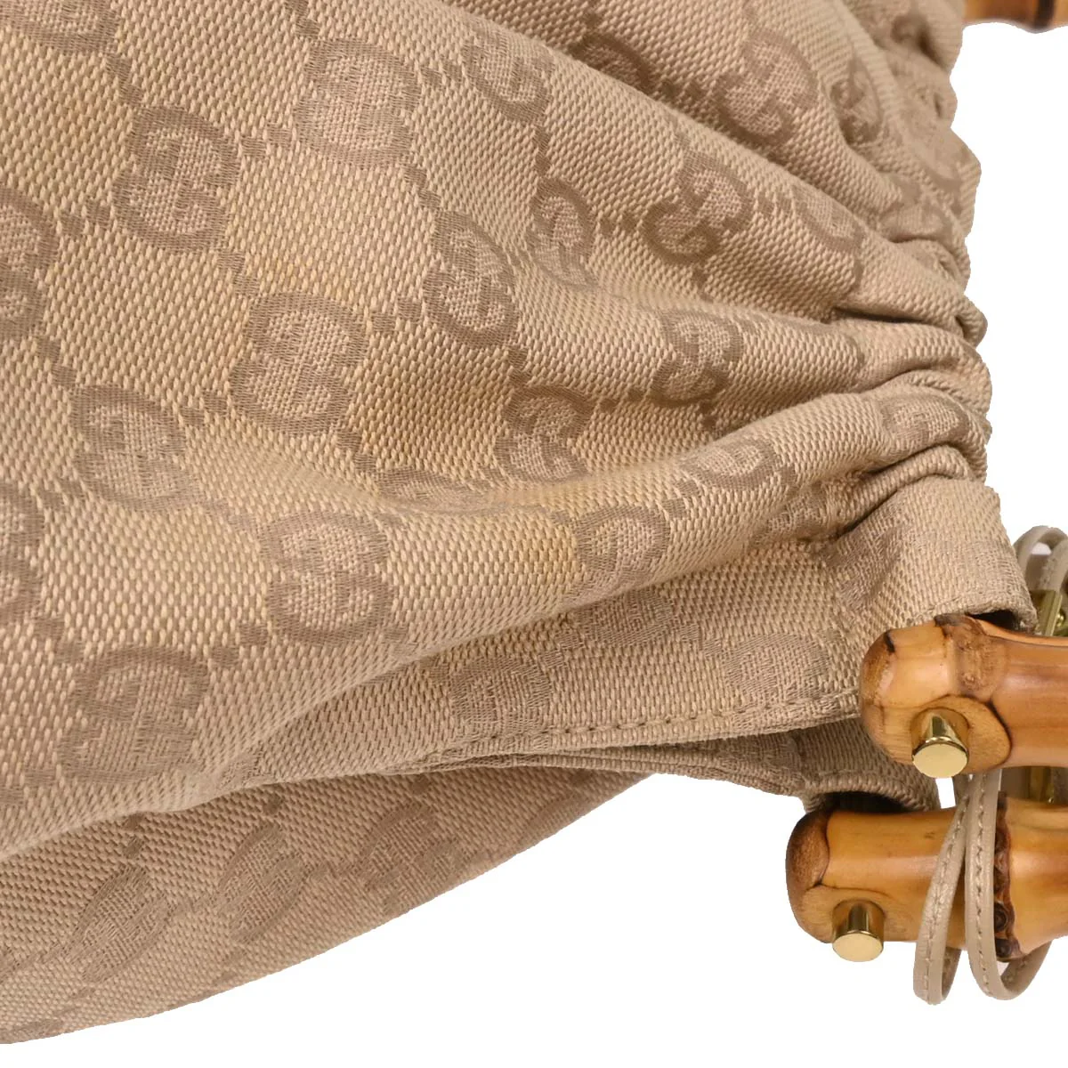 Gucci Beige Canvas Bamboo GG Handbag - Image 3