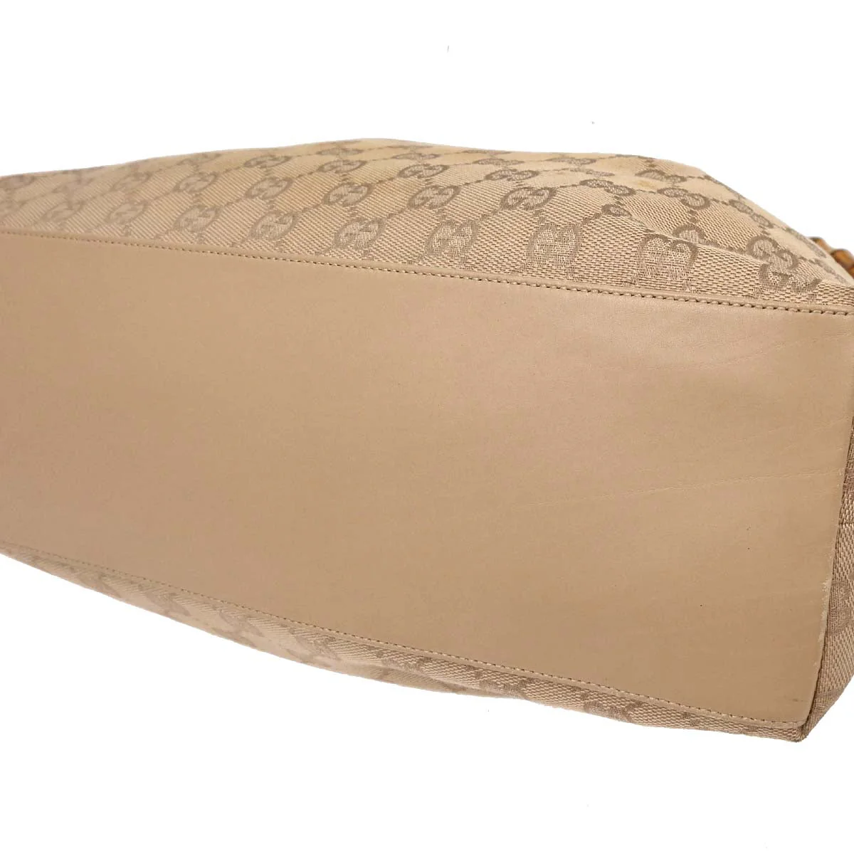 Gucci Beige Canvas Bamboo GG Handbag - Image 4