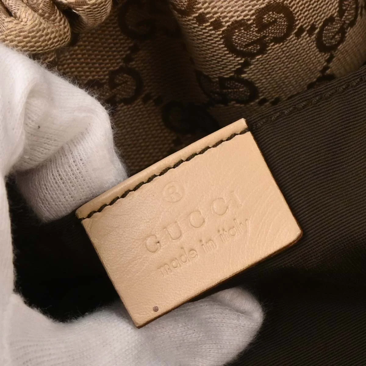 Gucci Beige Canvas Bamboo GG Handbag - Image 9
