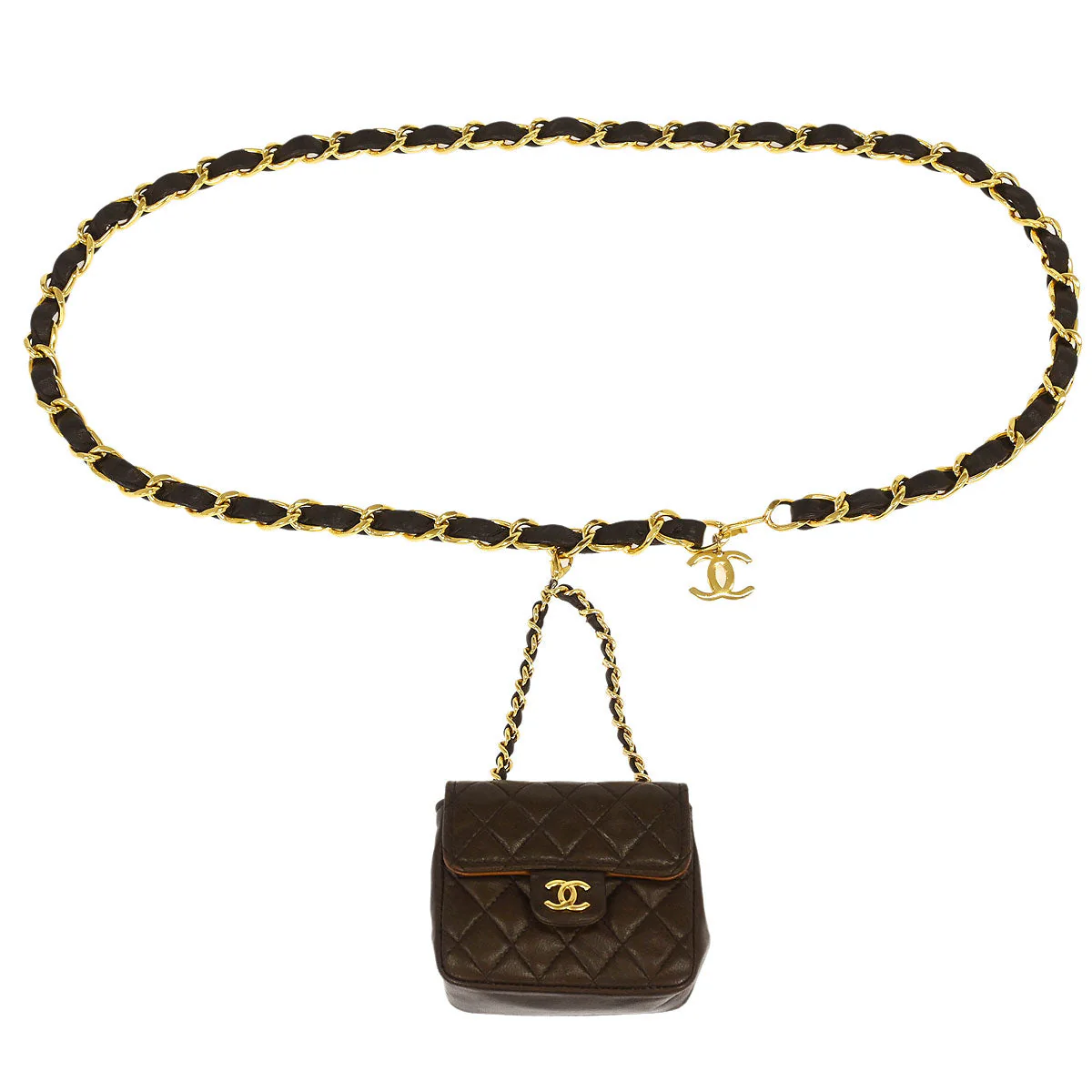 Chanel Brown Lambskin Classic Flap Micro Bum Belt Bag
