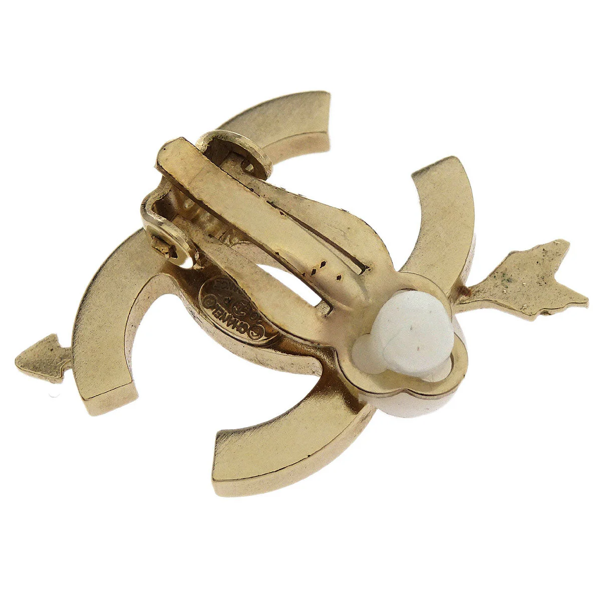 Chanel Gold CC And Arrow Earrings Clip-On 10P - Image 3