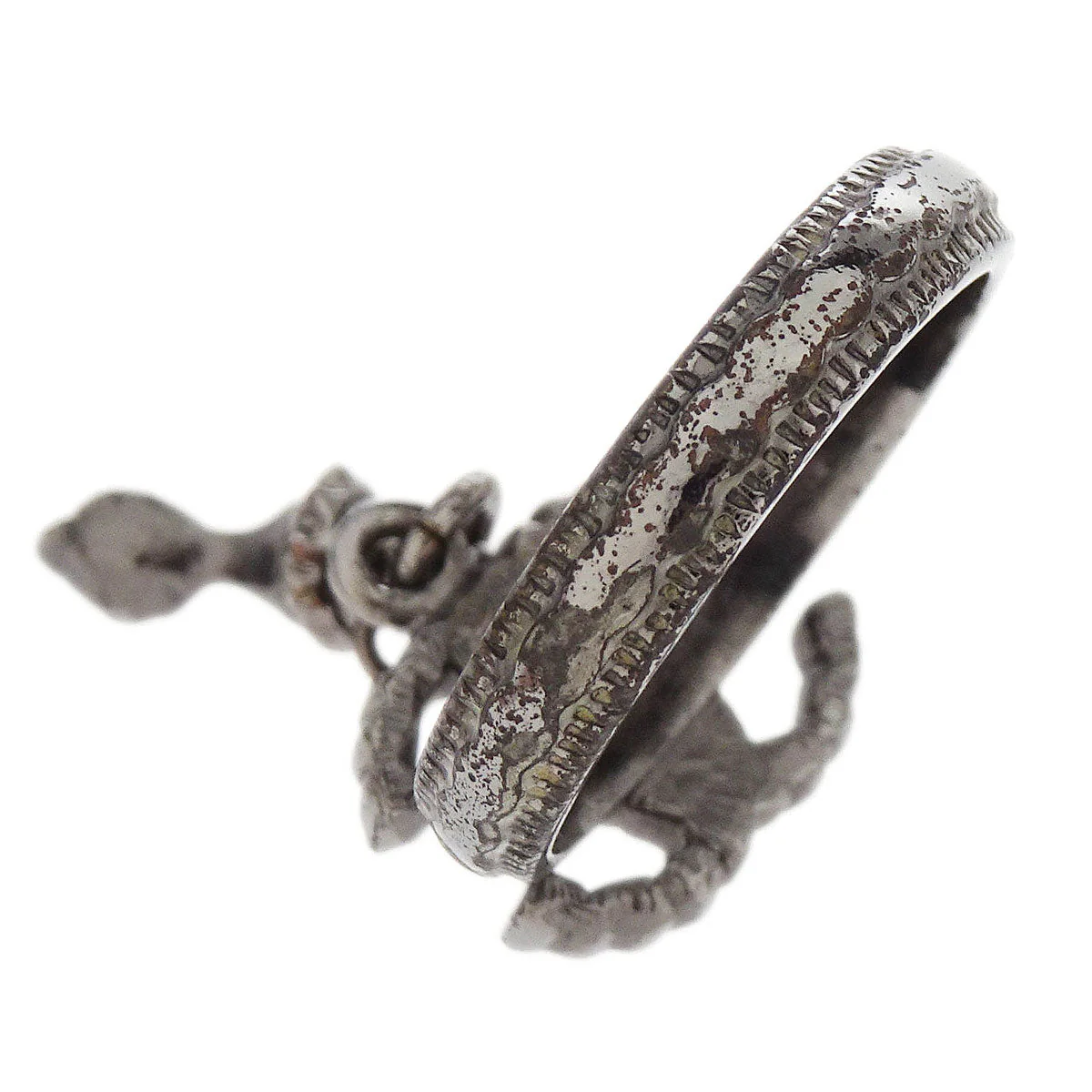 Chanel Ring Silver Dangle CC #50 A12A - Image 4