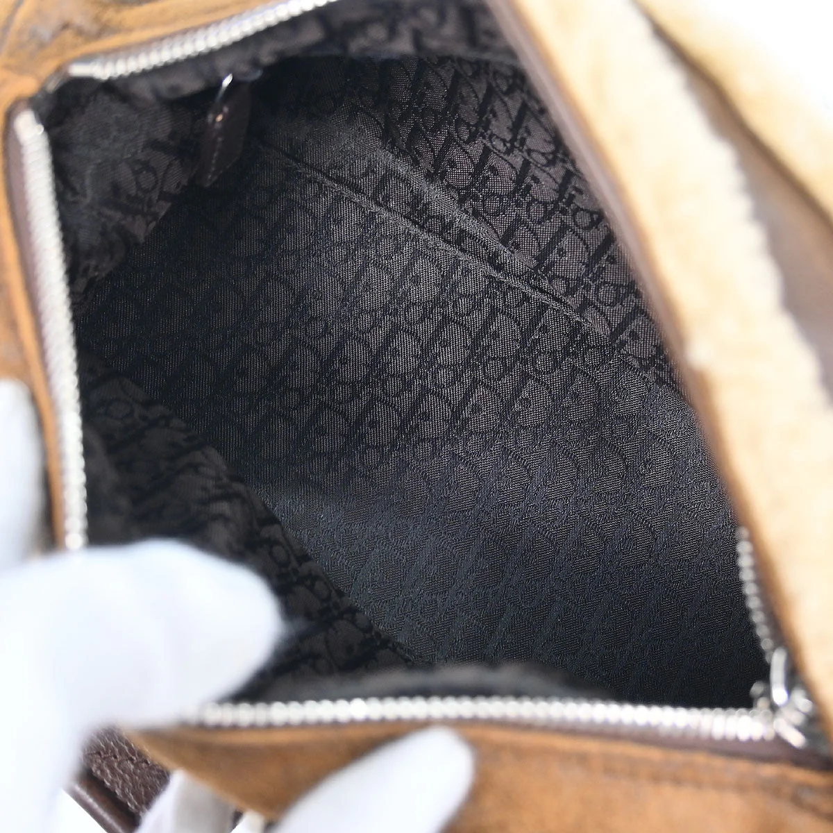 Christian Dior Brown Mouton Flight Shoulder Bag - Image 8