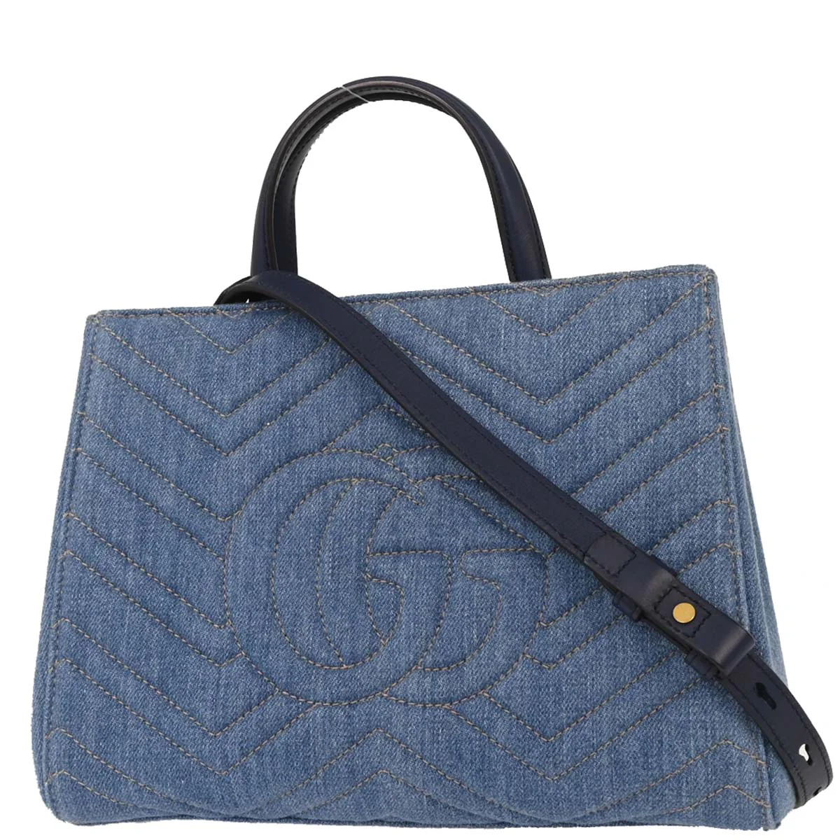 Gucci Blue Denim Marmont 2way Shoulder Handbag - Image 2