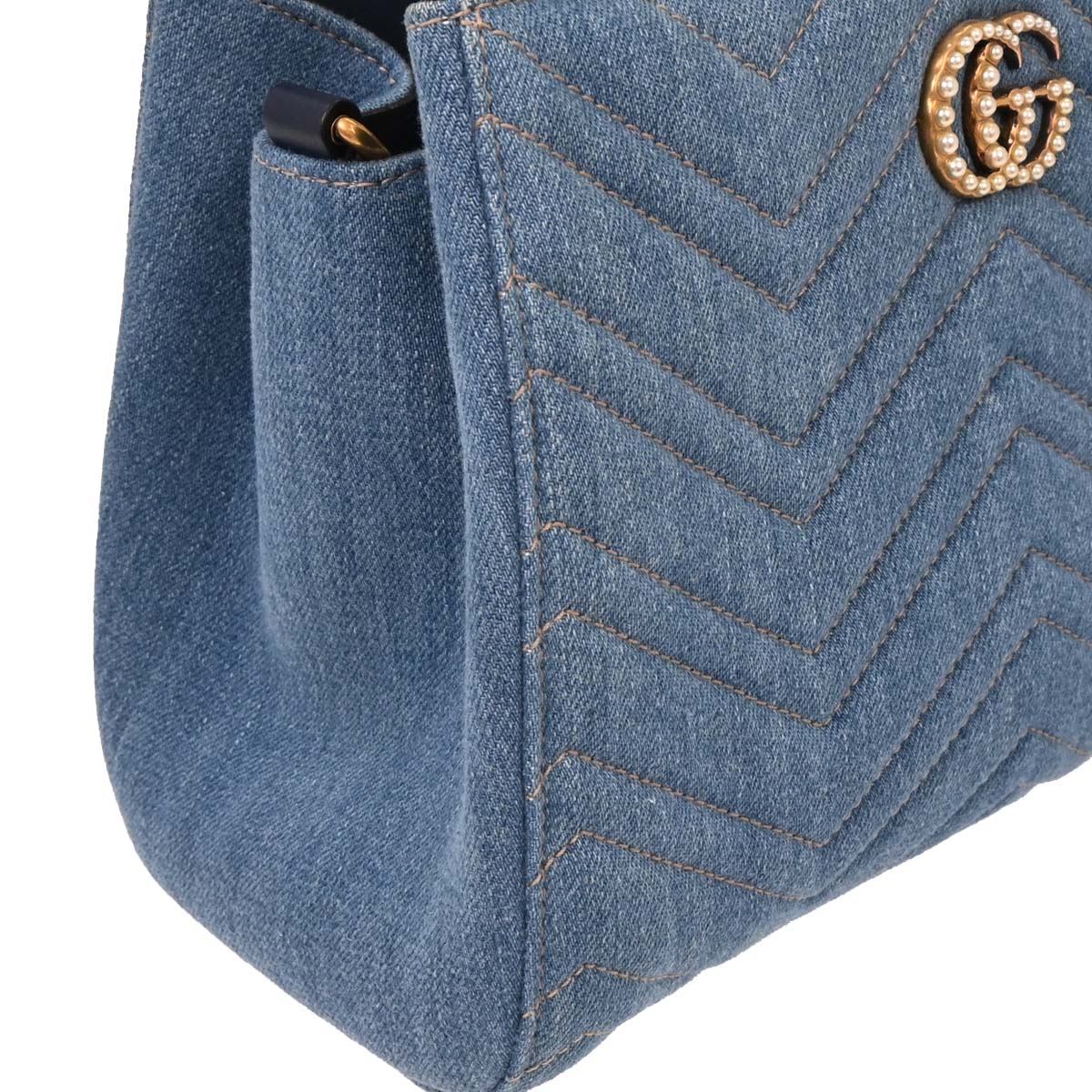 Gucci Blue Denim Marmont 2way Shoulder Handbag - Image 3