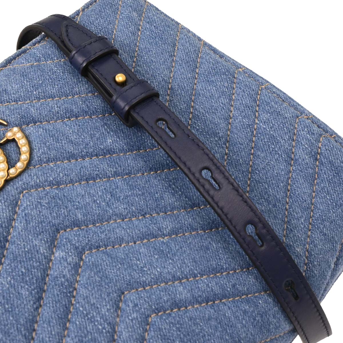 Gucci Blue Denim Marmont 2way Shoulder Handbag - Image 5