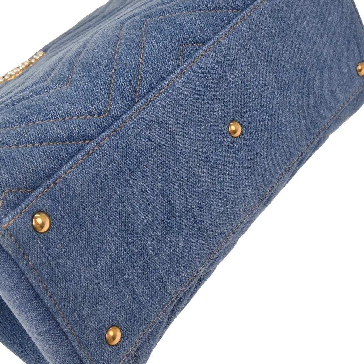 Gucci Blue Denim Marmont 2way Shoulder Handbag - Image 6