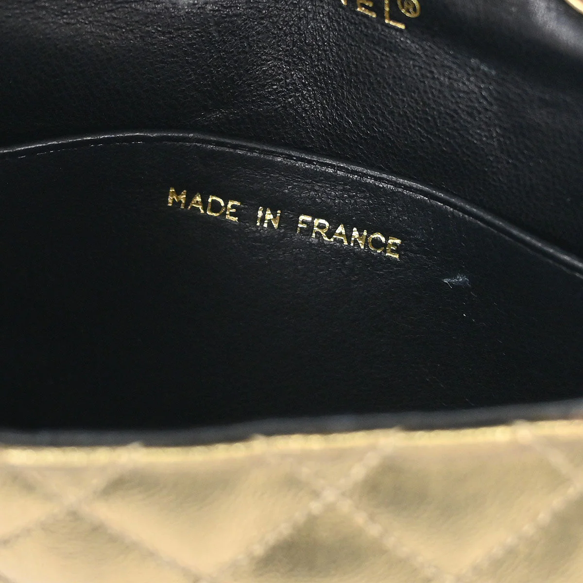 Chanel Metallic Gold Lambskin Classic Flap Micro Bag Pouch - Image 8