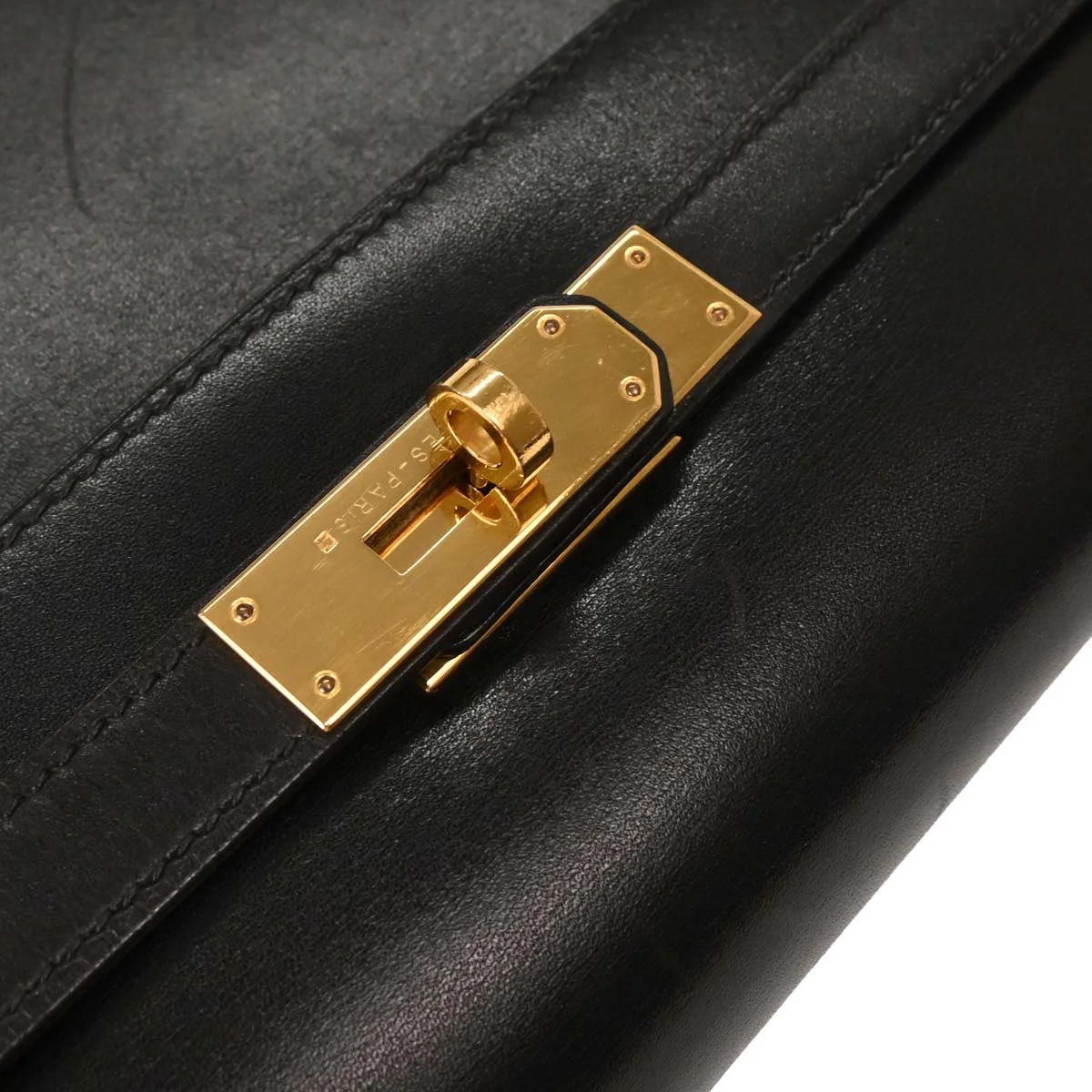 Hermes Black Box Calf Kelly 32 Sellier Handbag - Image 6