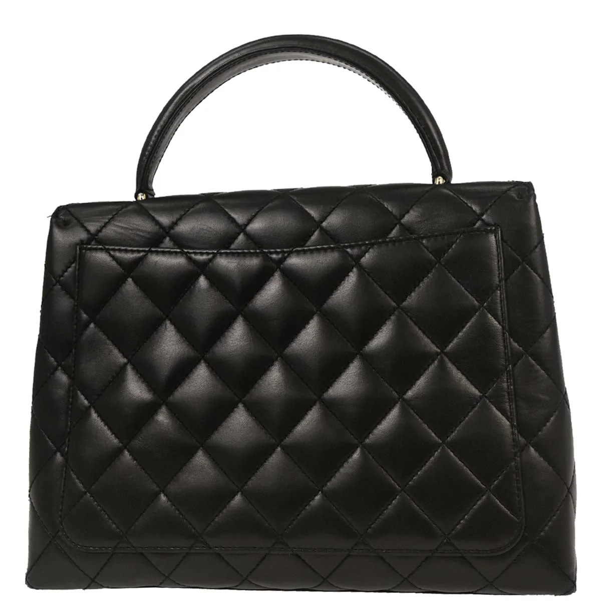 Chanel 1997-1999 Black Lambskin Kelly Top Handle Handbag - Image 2