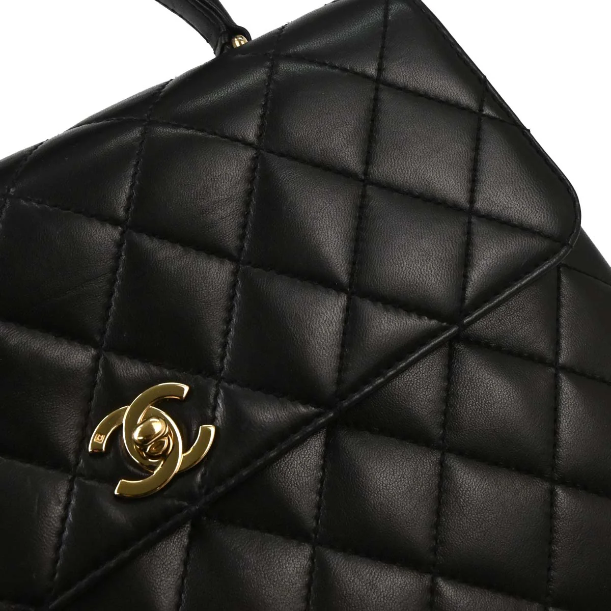 Chanel 1997-1999 Black Lambskin Kelly Top Handle Handbag - Image 4