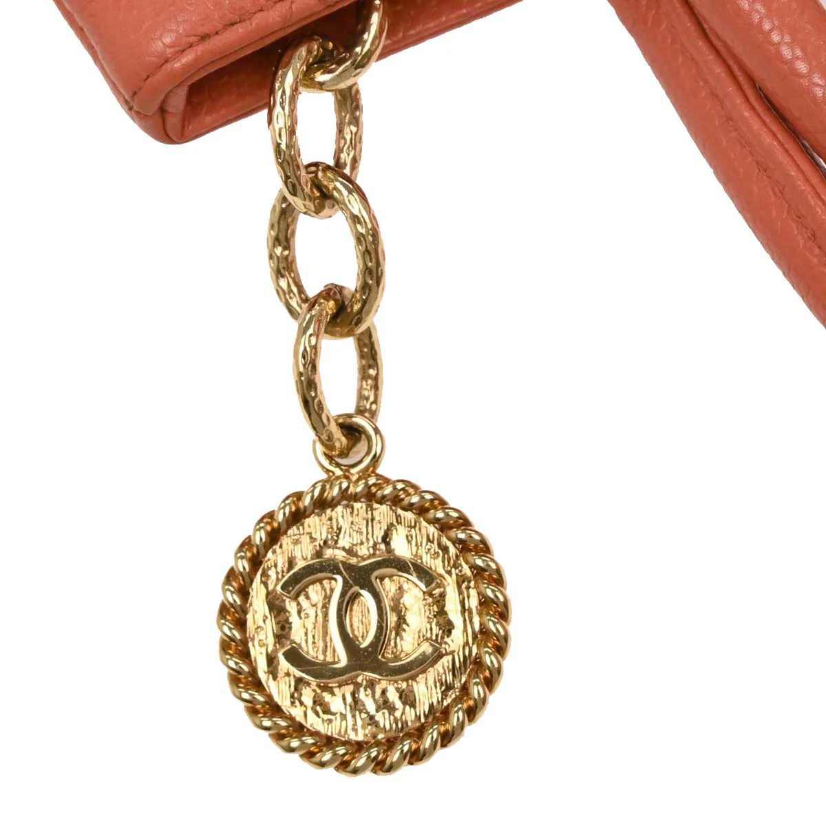 Chanel 2003-2004 Orange Caviar Medallion Tote Handbag - Image 6