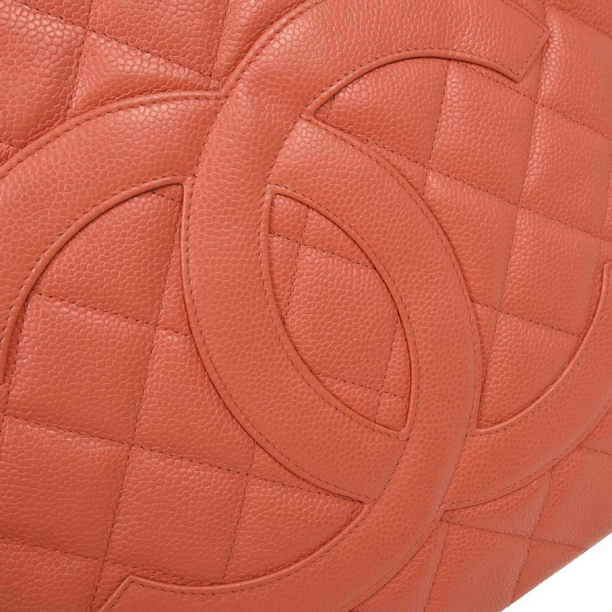 Chanel 2003-2004 Orange Caviar Medallion Tote Handbag - Image 7