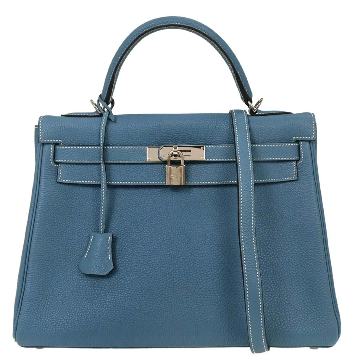 Hermes Blue Jean Togo Kelly 32 Retourne 2way Shoulder Handbag