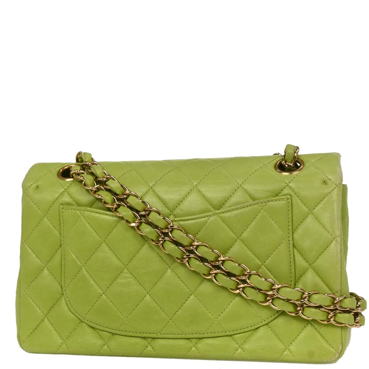 Chanel Green 2001-2003 Lambskin Small Classic Double Flap Shoulder Bag - Image 2