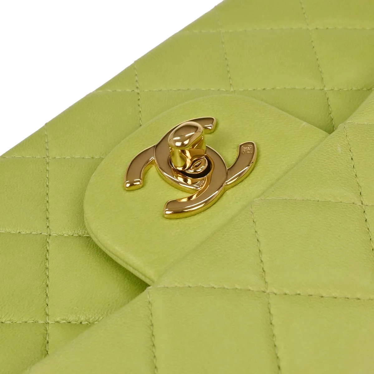 Chanel Green 2001-2003 Lambskin Small Classic Double Flap Shoulder Bag - Image 4
