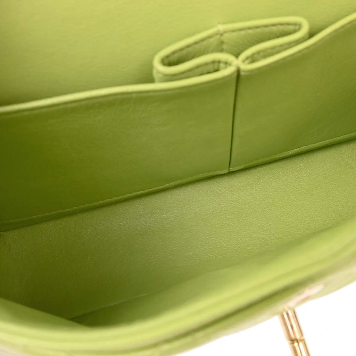 Chanel Green 2001-2003 Lambskin Small Classic Double Flap Shoulder Bag - Image 7