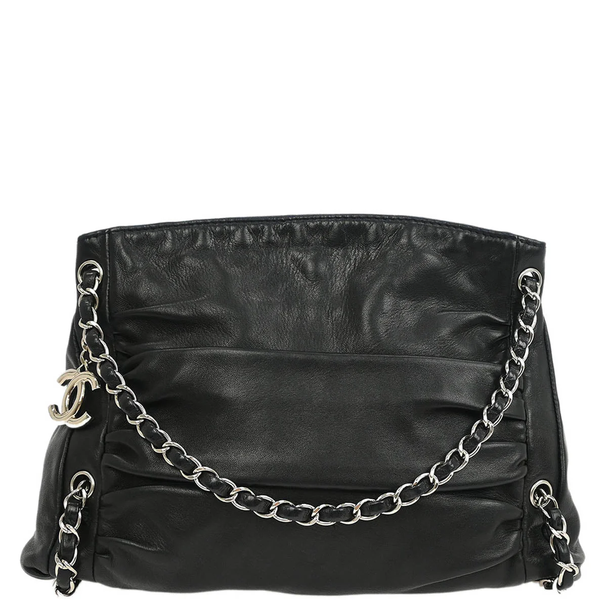 Chanel 2009-2010 Black Calfskin Sharpei Hobo 2way Shoulder Bag