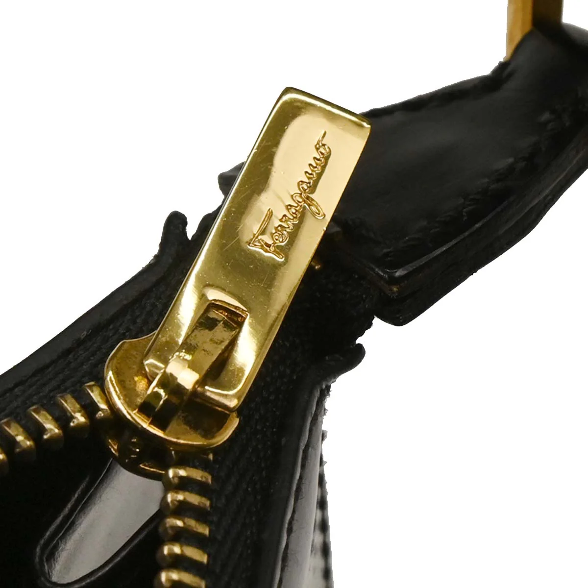 Salvatore Ferragamo Black Leather Gancini Handbag - Image 9