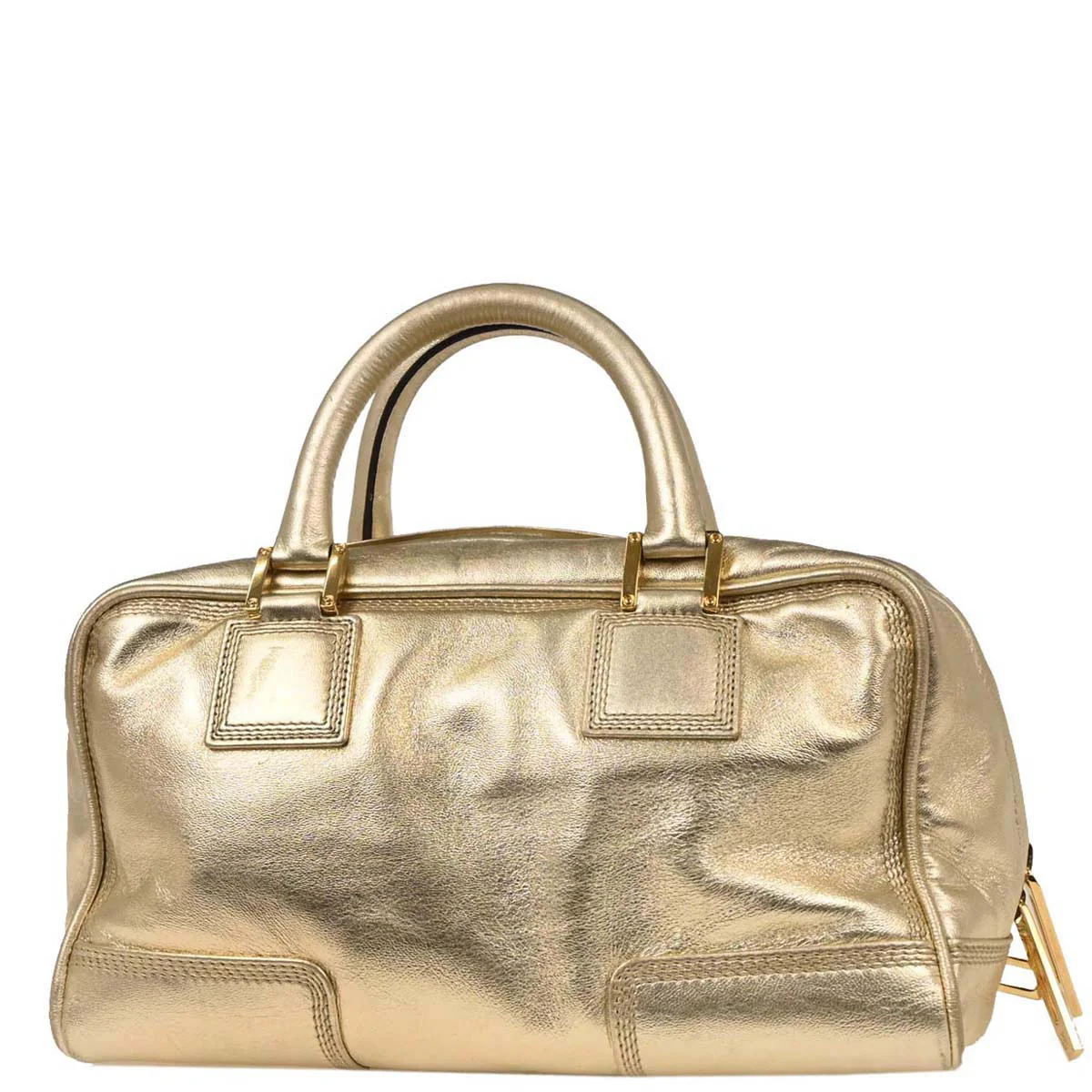 Loewe Metallic Gold Leather Amazona 28 Handbag - Image 2