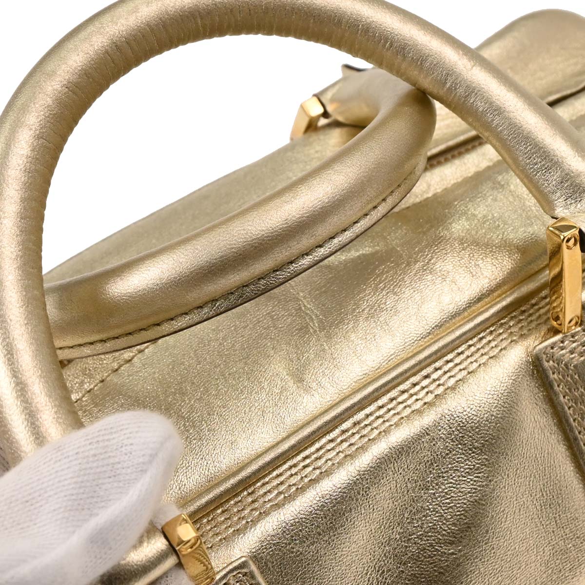 Loewe Metallic Gold Leather Amazona 28 Handbag - Image 4