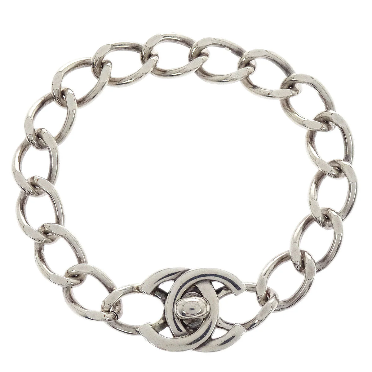 Chanel CC Turnlock Bracelet Silver 96P