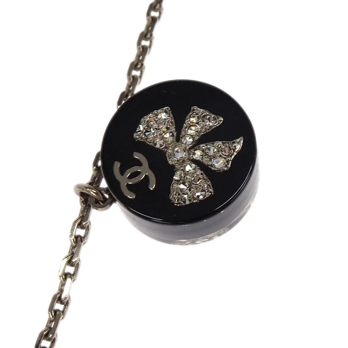 Chanel Silver Medallion Chain Pendant Necklace 10A - Image 3