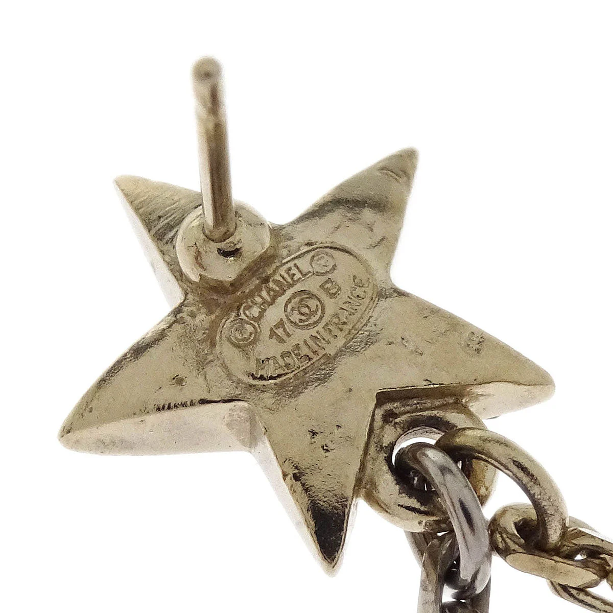 Chanel Star CC Moon Dangle Piercing Earrings Silver Rhinestone 17B - Image 4