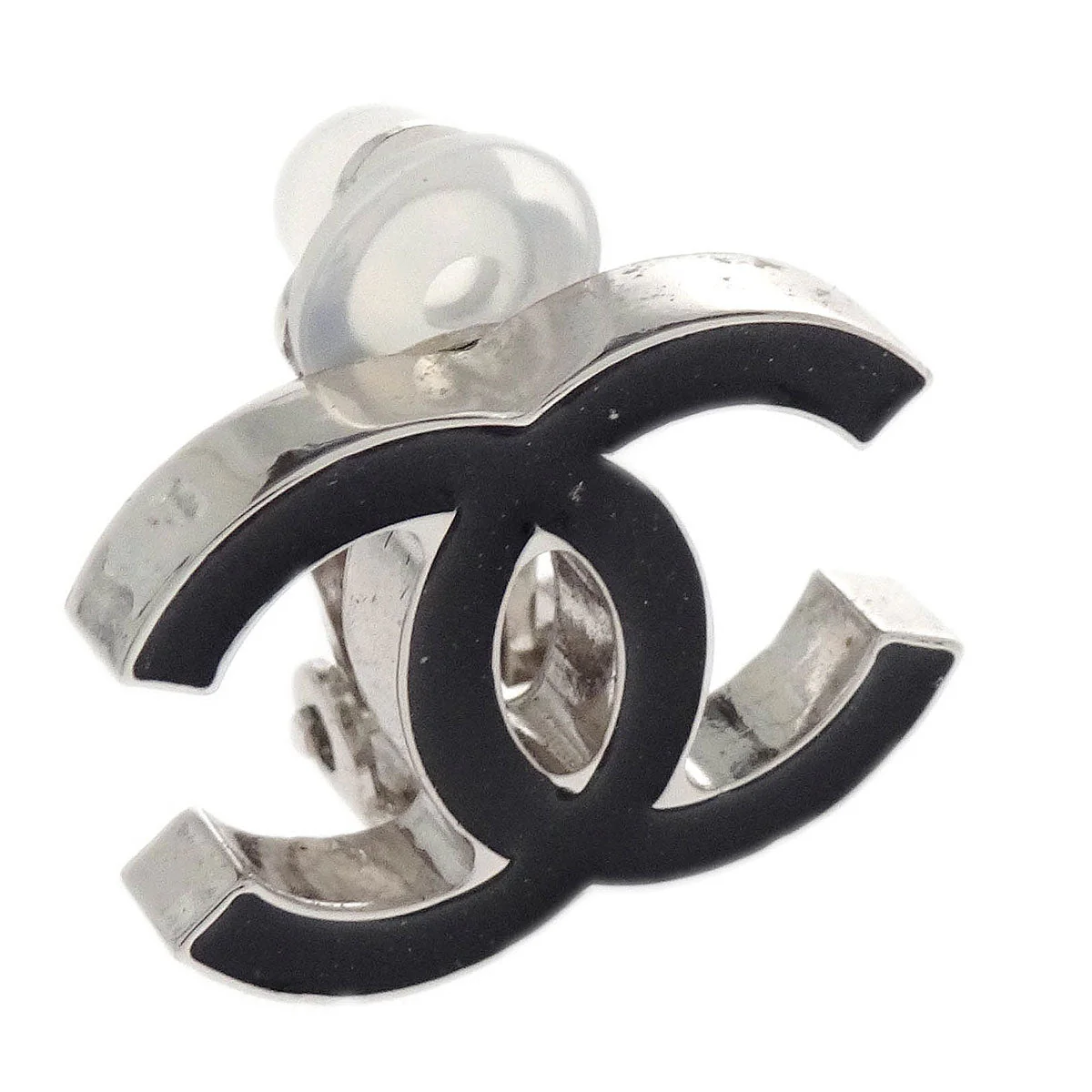 Chanel Silver CC Earrings Clip-On 04A - Image 2