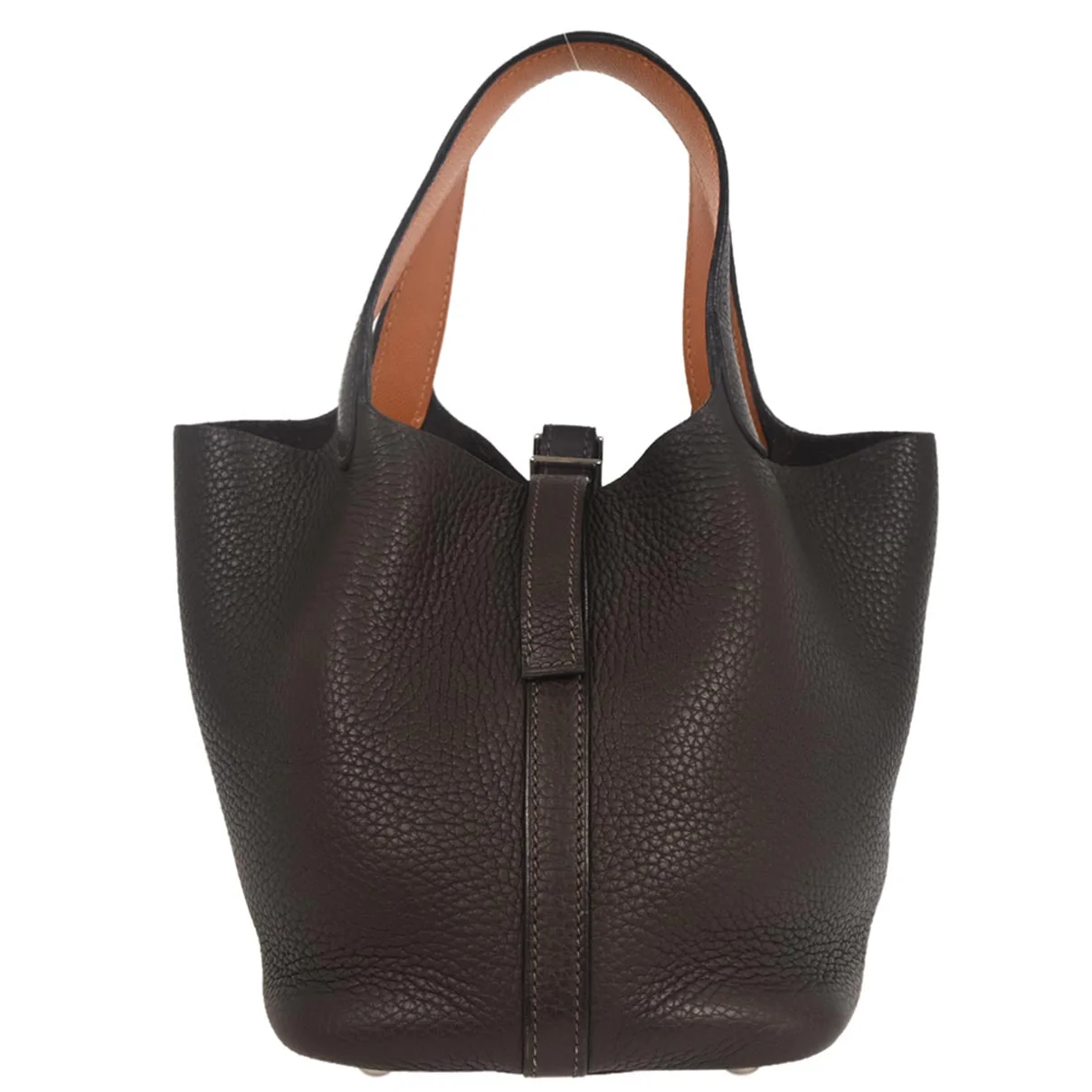 Hermes Ebene Orange Taurillon Clemence Epsom Picotin 18 PM Handbag