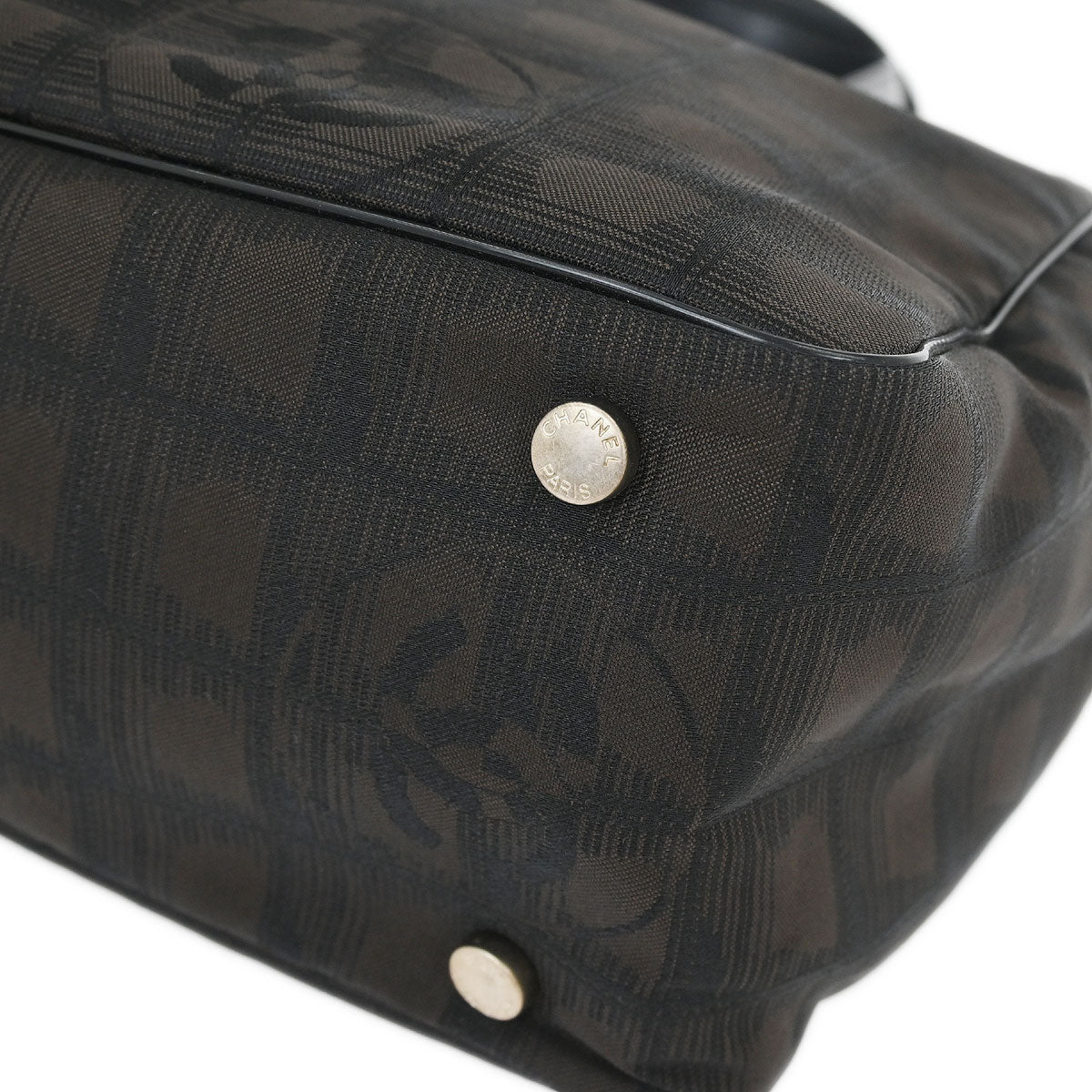 Chanel 2005-2006 Brown Jacquard Nylon New Travel Line Tote Handbag - Image 3