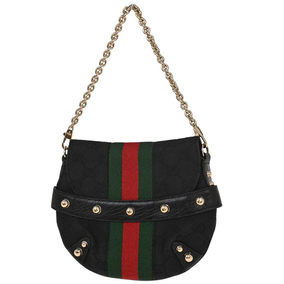 Gucci Black Canvas GG Horsebit Handbag - Image 2